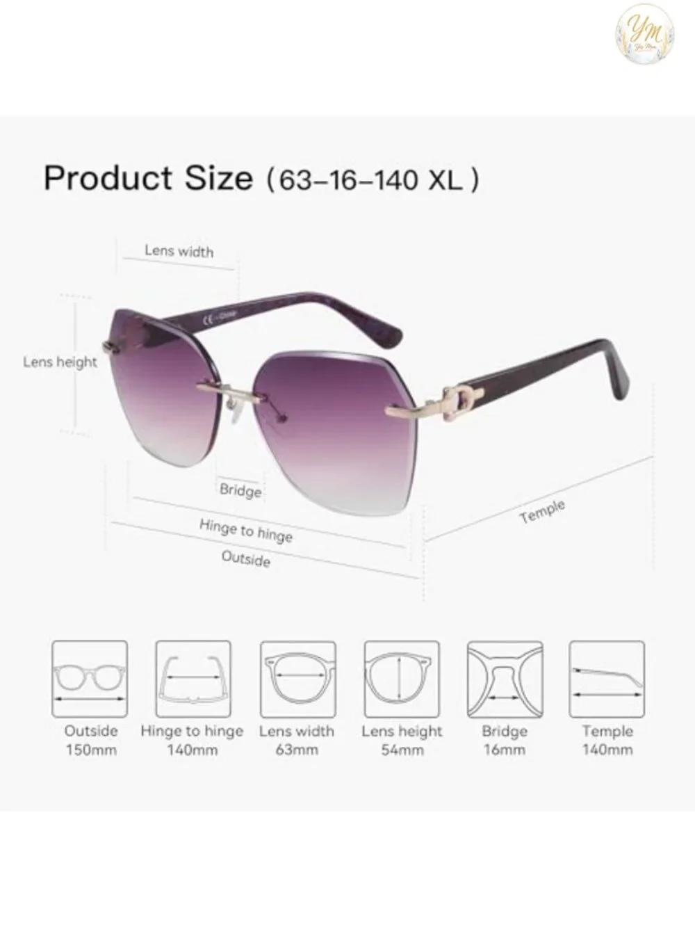 N/A oversized rimless